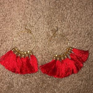 red tassel earrings